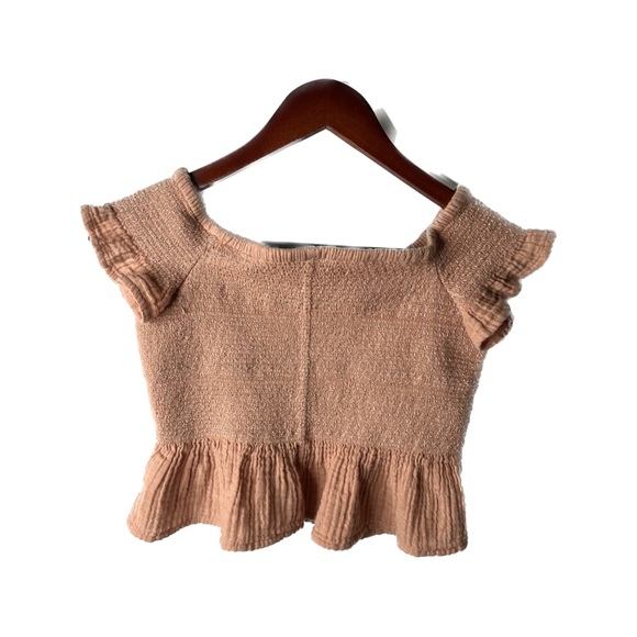 PINK AMERICAN EAGLE SMOCKED PEPLUM TOP! C8 - Picture 3 of 5